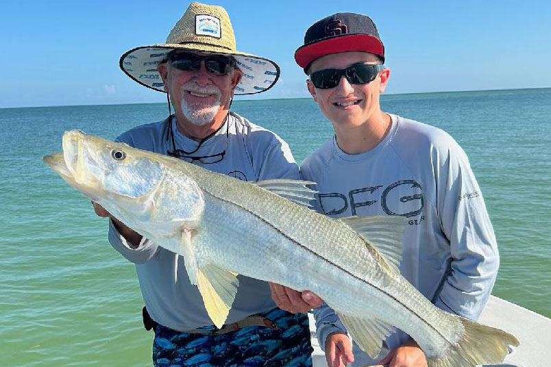 INSHORE - snook - Jamo Benson of SanDiego Cali caught this 39 inch snook today morning with Capt Dave Markett off a Pinellas beach trip booked through Hubbard’s